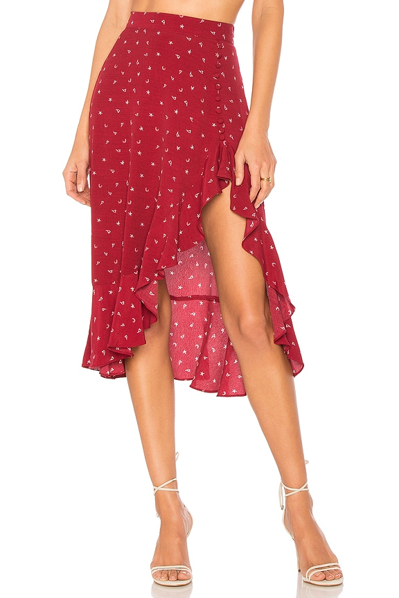 view 1 of 4 La Lana Midi Skirt in Burgundy