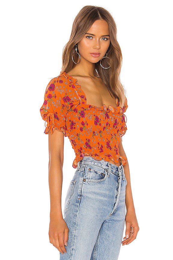 view 2 of 4 Peony Smocked Top in Tangerine