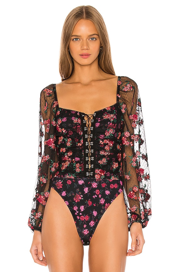 view 2 of 6 Blondie Embroidered Bodysuit in Rose