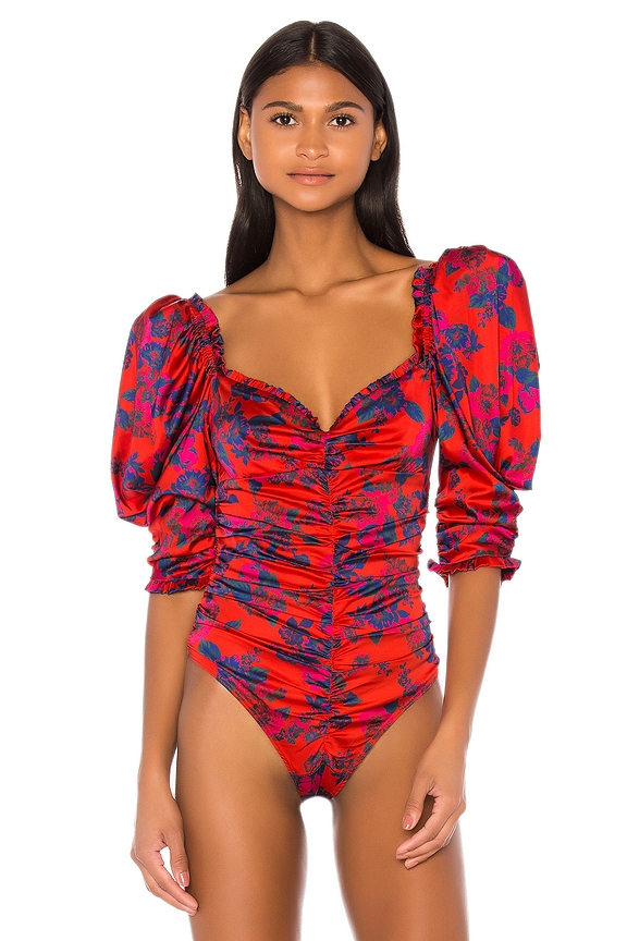 view 2 of 5 Monet Floral Bodysuit in Rouge