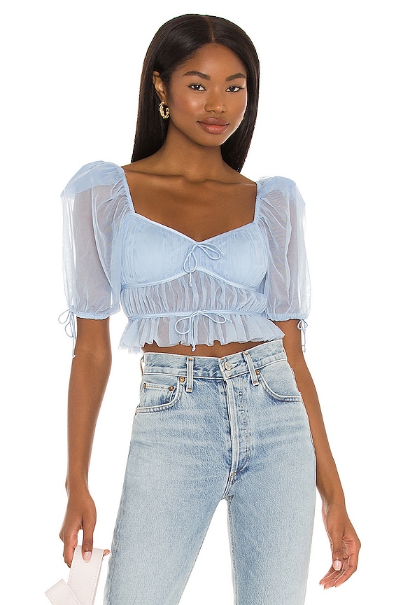 view 1 of 4 Sunshine Crop Top in Light Blue