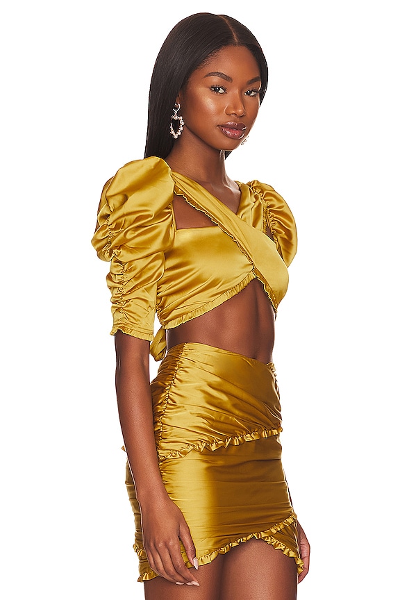 view 2 of 4 Alia Cross Front Crop Top in Yellow