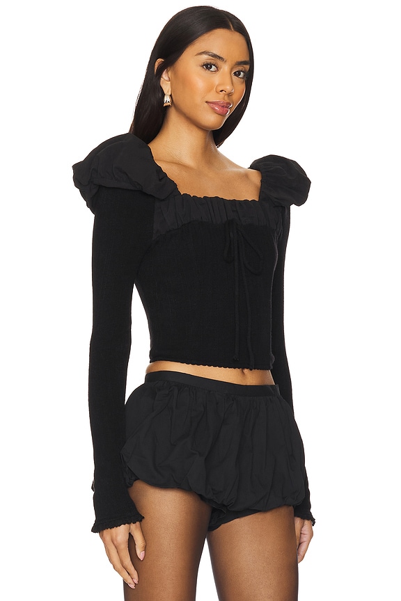 view 2 of 4 Aliyah Pointelle Top in Black