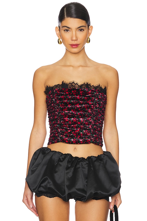 view 2 of 5 Berry Bud Velvet Bustier Top in Red