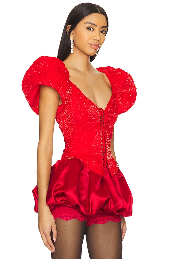 view 2 of 5 Frosted Organza Top in Red