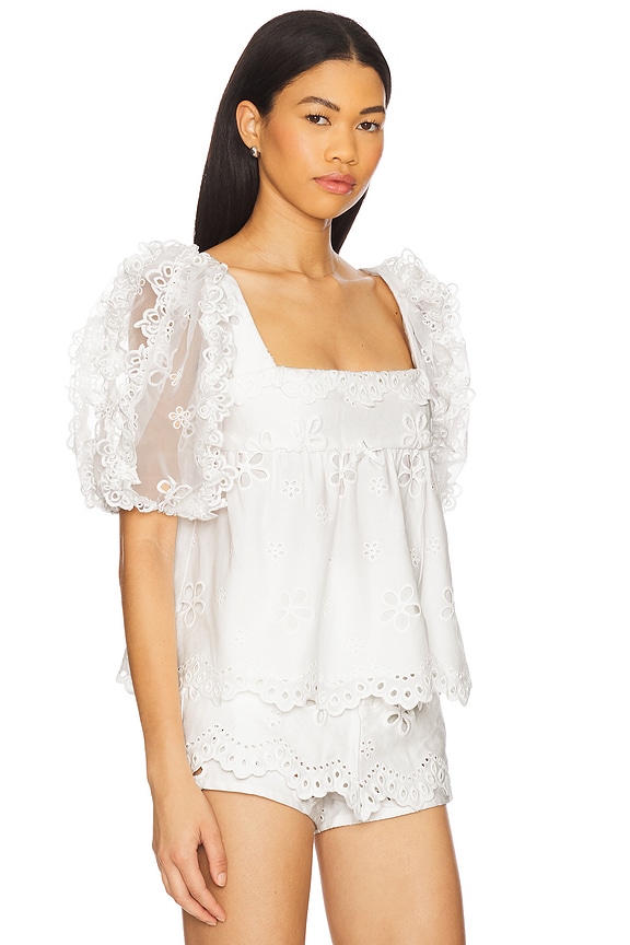 view 2 of 4 Daisy Eyelet Top in White