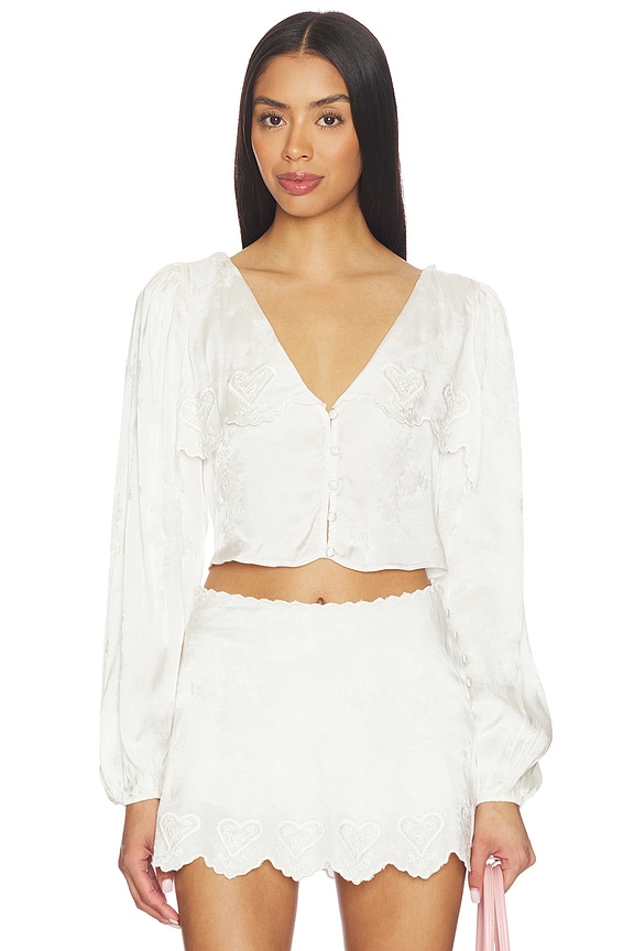 view 1 of 5 Locked Hearts Top in White