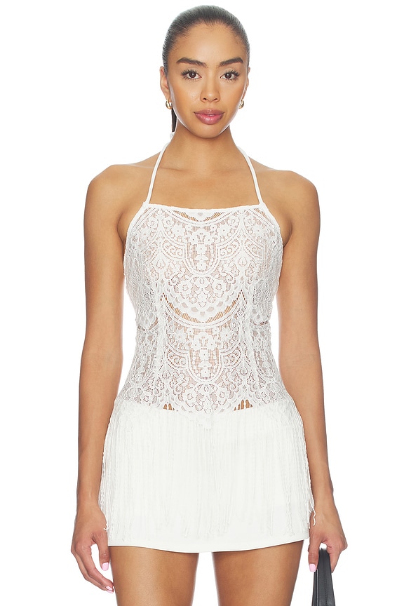 view 1 of 5 Siren Fringe Top in Cream
