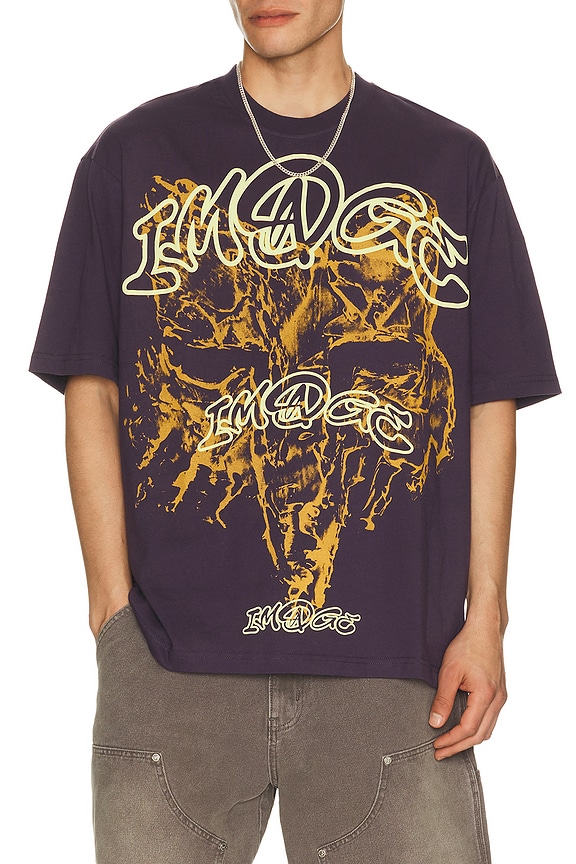 view 1 of 4 Image Print Midweight Tee in Plum Purple