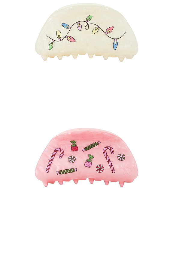 view 2 of 3 Candy Cane Claw Clip Set Of 2 in Multi