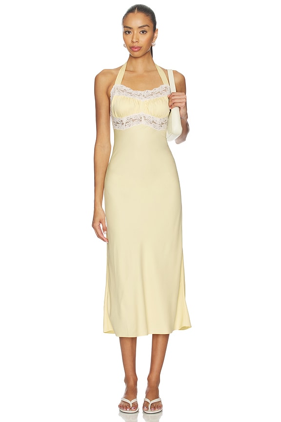 view 1 of 3 VESTIDO DARCY SATIN MIDI in Whipped Butter