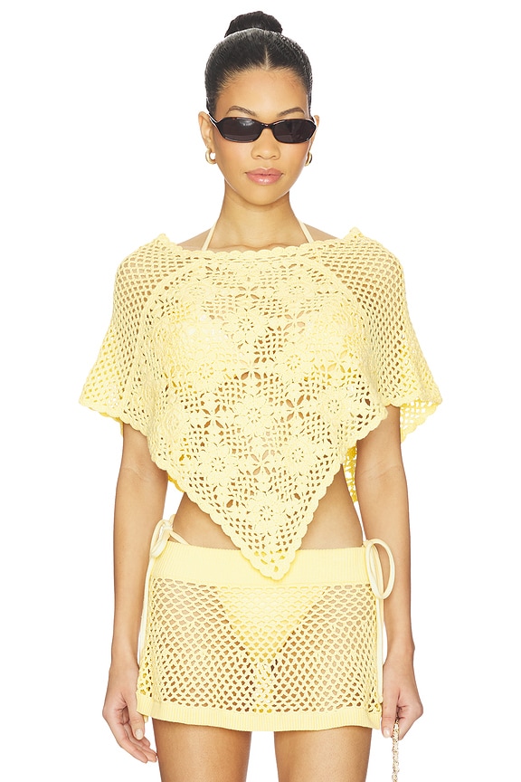 view 1 of 4 Sophie Crochet Poncho in Whipped Butter