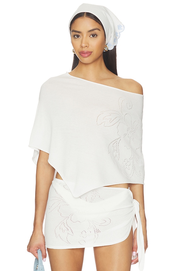 view 1 of 5 Scout Knit Poncho in White Hibiscus