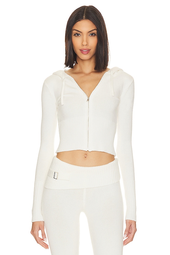 view 1 of 4 Aimee Cloud Knit Hoodie in Snow White