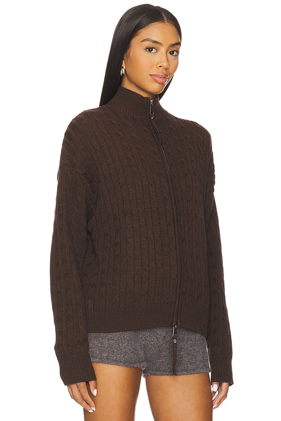 view 2 of 4 JERSEY BEA CABLE KNIT in Chocolate Brown