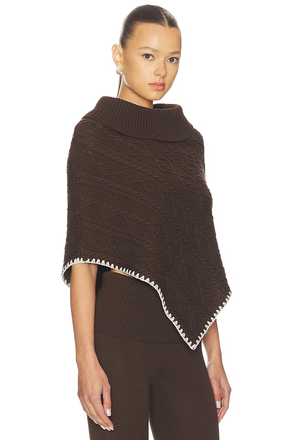 view 2 of 5 Windswept Cotton Knit Poncho in Chocolate Brown