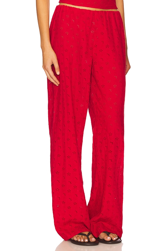 view 2 of 6 Princess Eyelet Pant in Red Rose