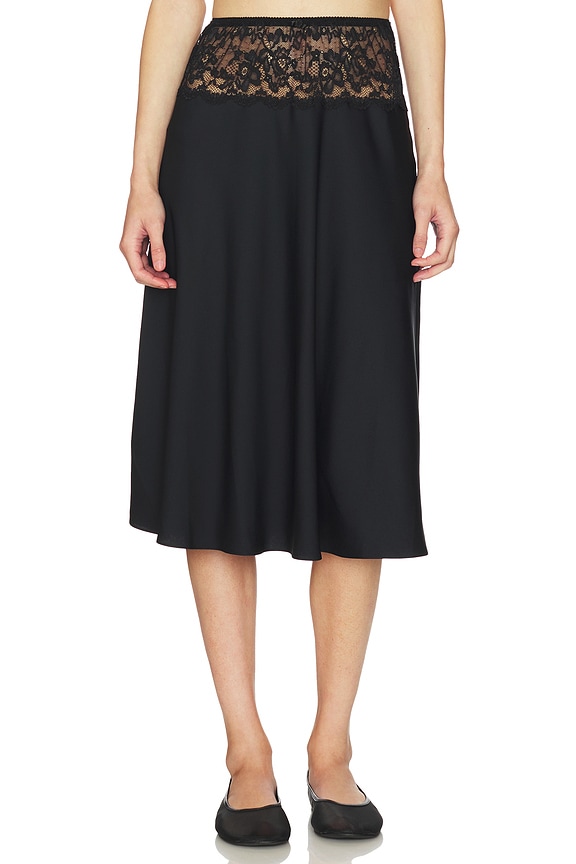 view 1 of 6 Harper Satin Midi Skirt in Black