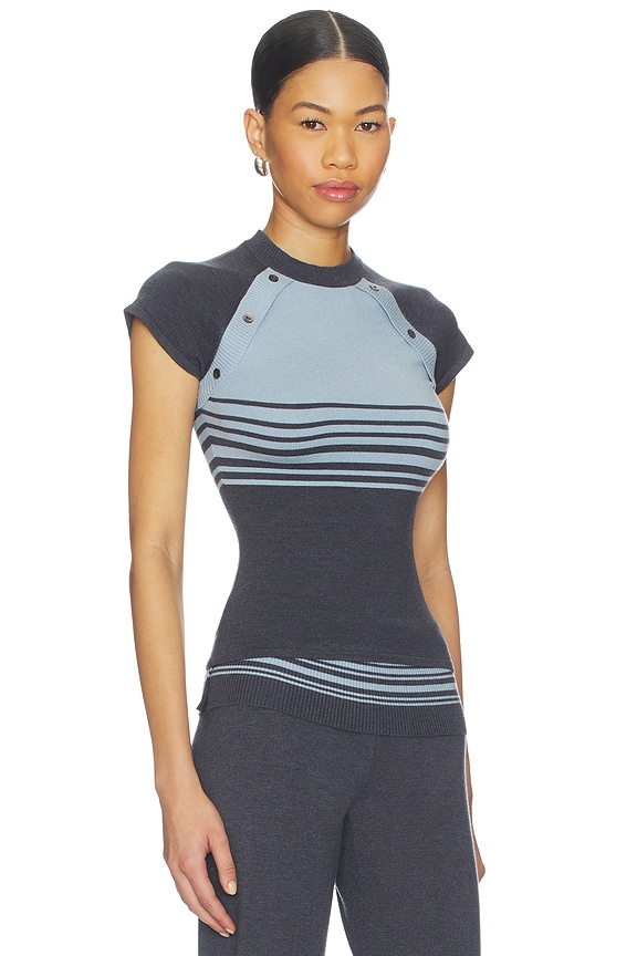 view 2 of 4 Shore Cloud Knit Short Sleeve Top in Stone Stripe