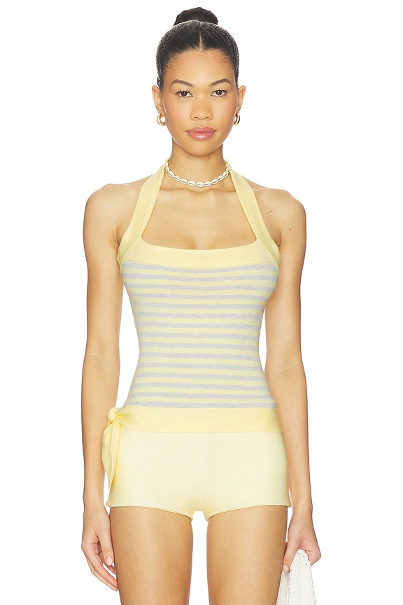 view 1 of 4 Quinn Cloud Knit Halter Top in Echo Stripe