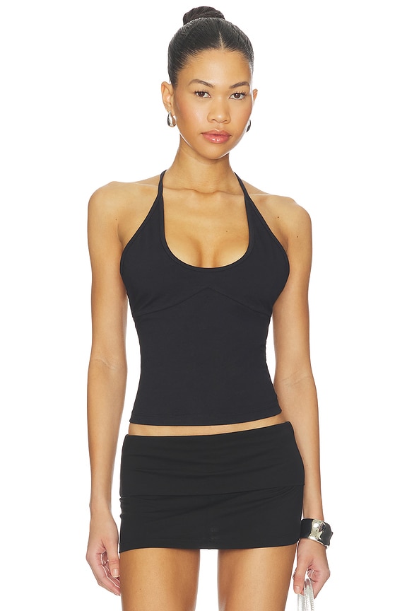 view 2 of 5 X JENNIE Chantal Halter Cotton Jersey Top in Black