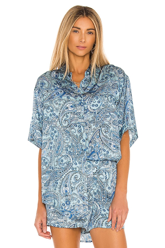 view 2 of 5 Fifi Silk Top in Blue Paisley