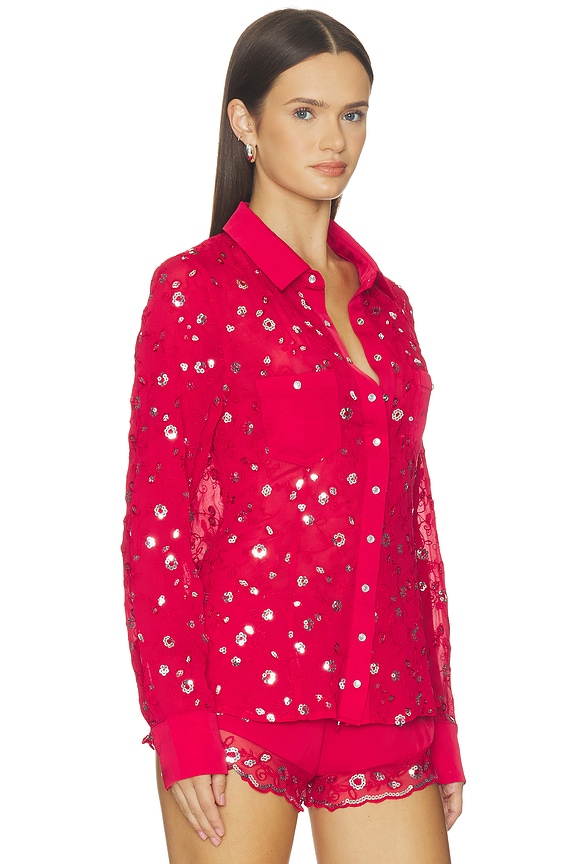 view 2 of 5 X Devon Lee Carlson Bestie Chiffon Button Down in Beach House Bloom
