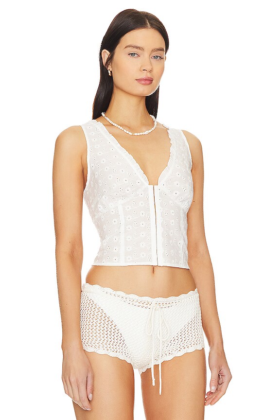 view 2 of 4 Tea Eyelet Tank in White