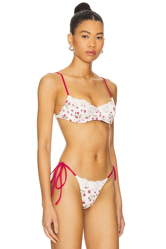 view 2 of 5 Cola Bikini Top in Strawberry Field Print