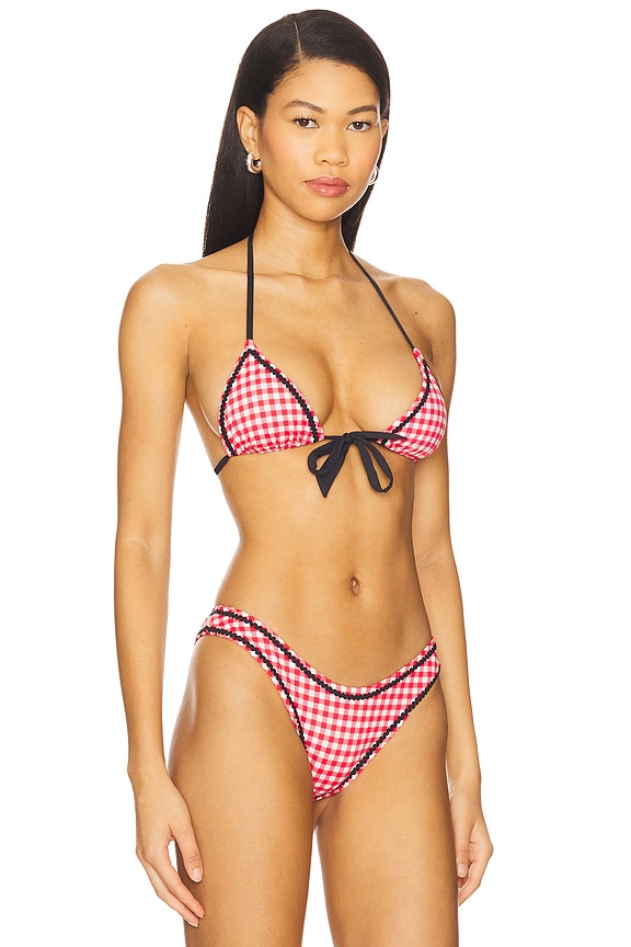 view 2 of 5 Coastal Bikini Top in Cherry Picnic