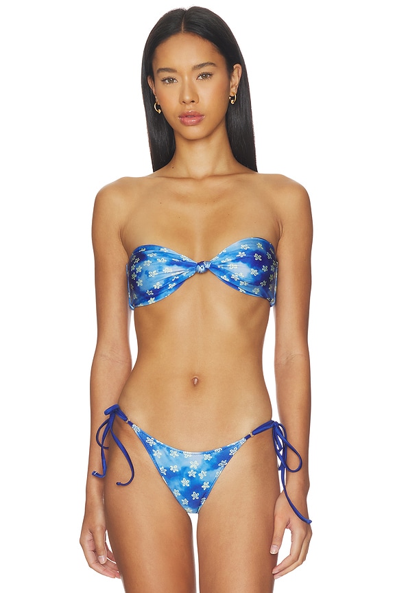view 1 of 4 Gigi Satin Bandeau Bikini Top in Cosmic Bloom