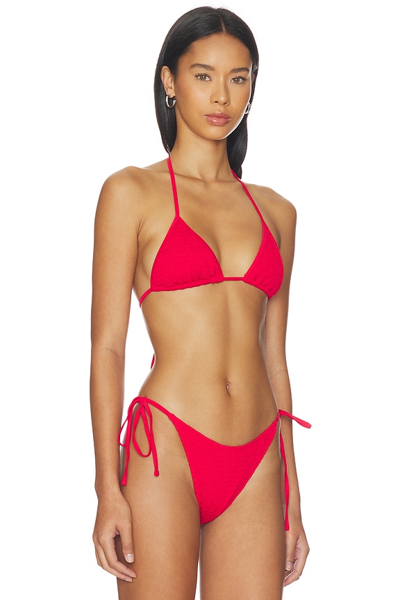 view 2 of 4 Nick Smocked Bikini Top in Classic Red