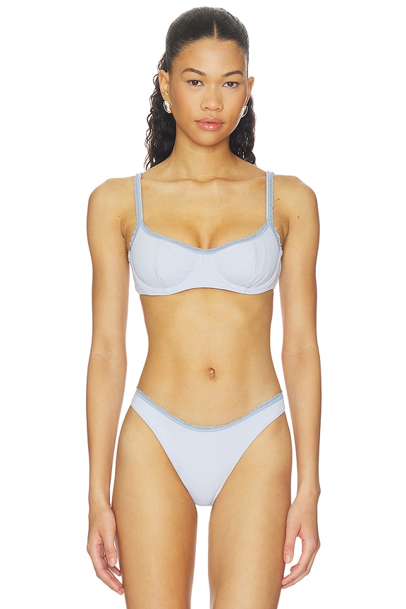 view 1 of 4 X Paige Lorenze Cola Ribbed Bikini Top in Something Blue