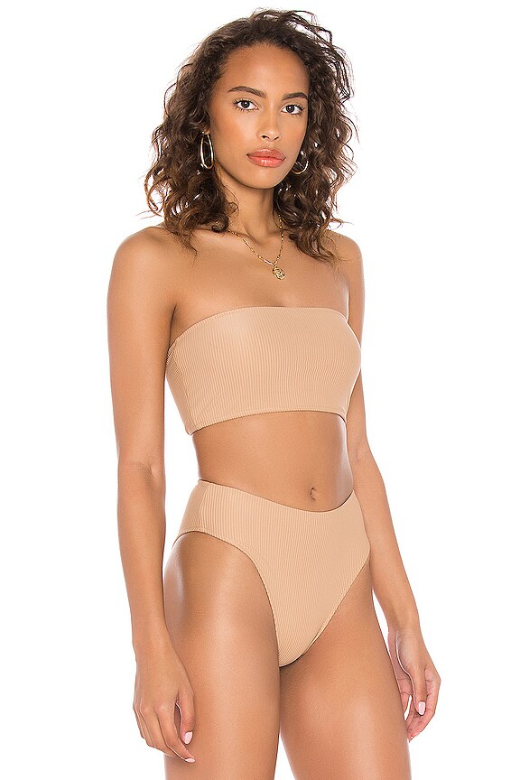 view 2 of 4 Jenna Ribbed Bikini Top in Sand