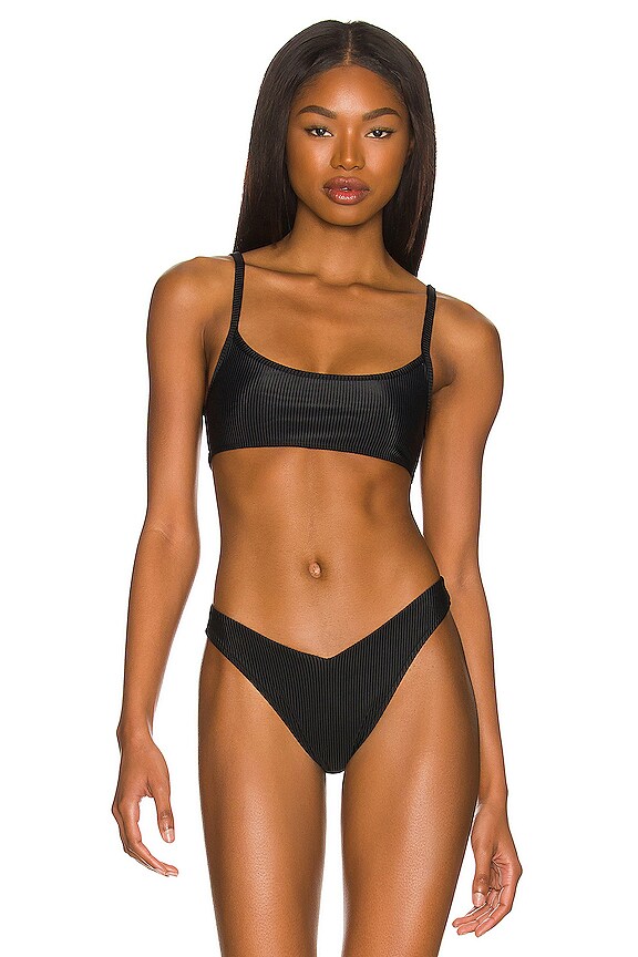 view 1 of 4 Dallas Ribbed Bikini Top in Black