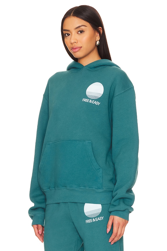 view 2 of 4 Horizon Lines Heavy Fleece Hoodie in Dark Teal