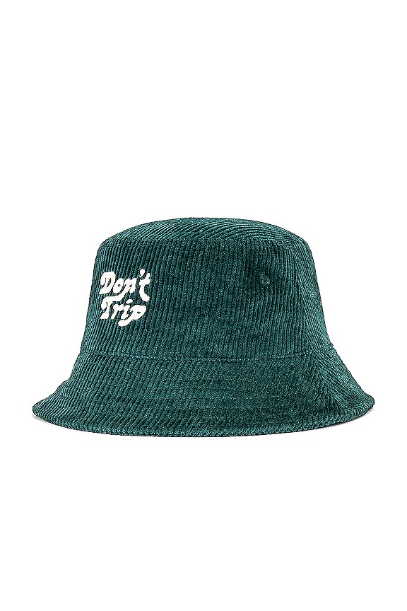 view 2 of 4 Don't Trip Fat Corduroy Bucket Hat in Green & White in Green / White