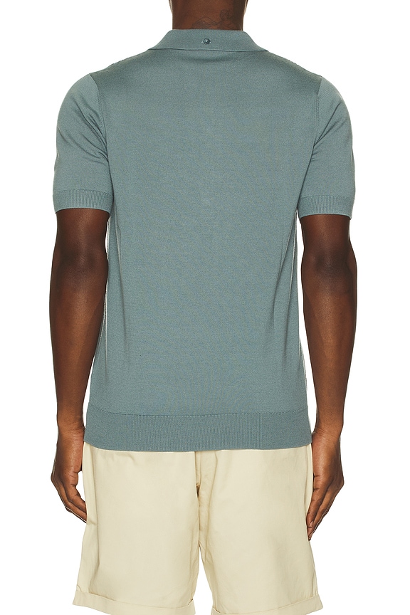 view 2 of 5 Cable Knitted Polo Shirt in Stockport Blue