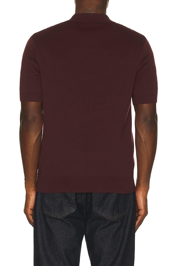 view 2 of 5 Panel Detail Knitted Polo Shirt in Oxblood