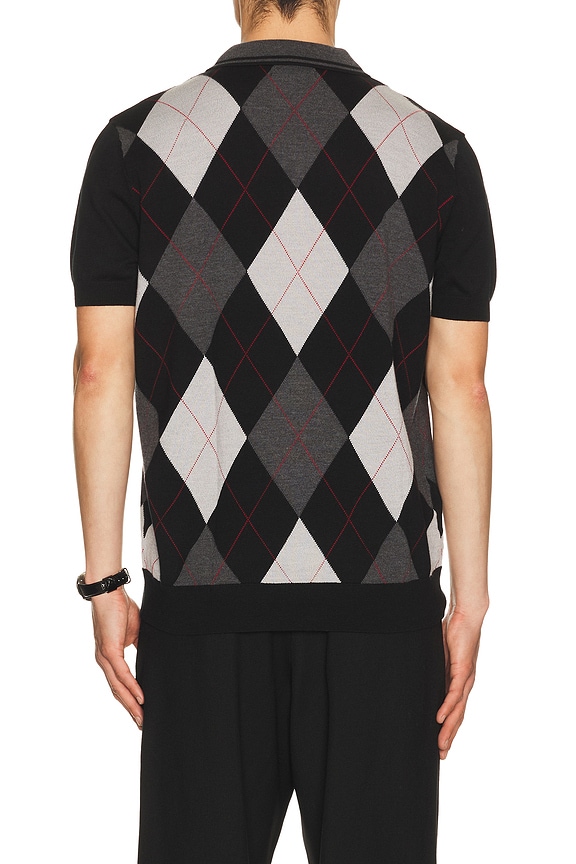 view 2 of 5 x Kris Van Assche Argyle Knitted Shirt in Black