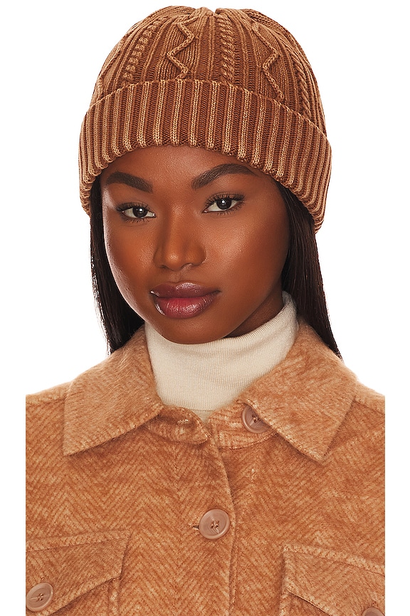 view 1 of 2 Stormi Washed Cable Beanie in Whiskey