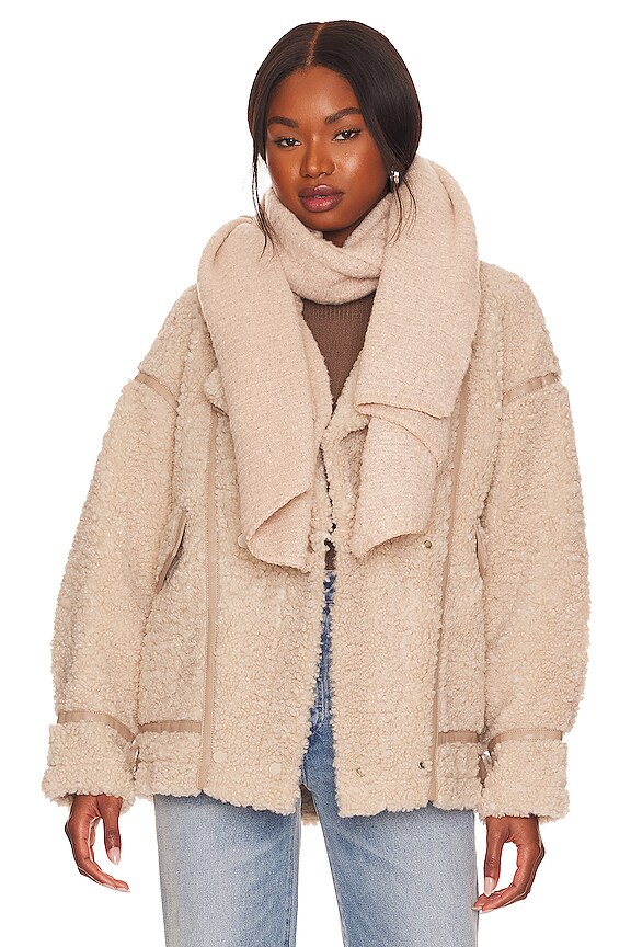 view 1 of 3 Ripple Recycled Blend Blanket Scarf in Barely Grey