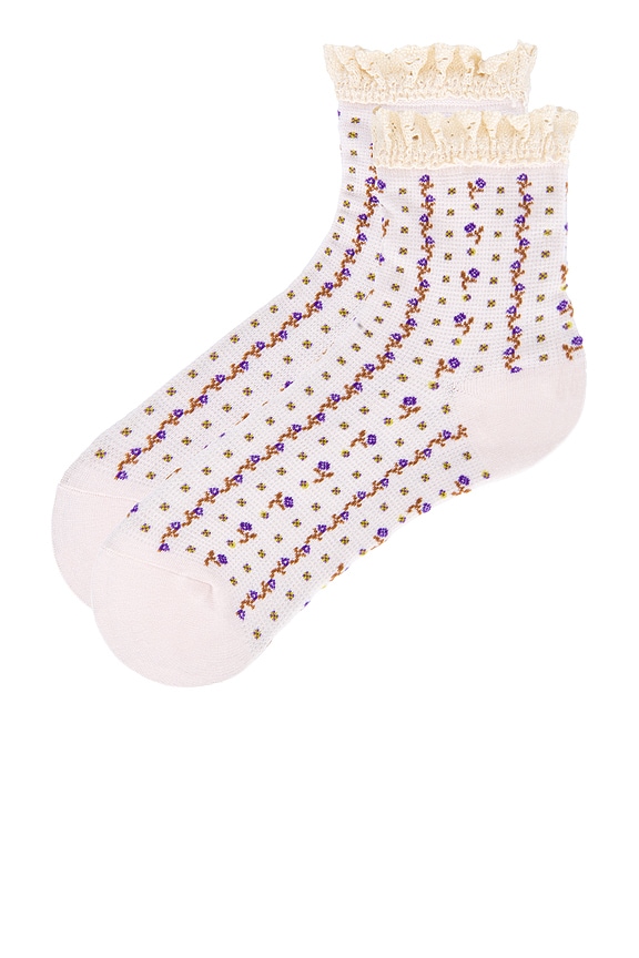 view 2 of 2 Rosebud Waffle Knit Ankle Socks In Heavenly Pink in Heavenly Pink