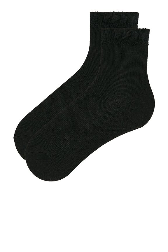 view 2 of 2 Beloved Waffle Knit Ankle Socks in Black