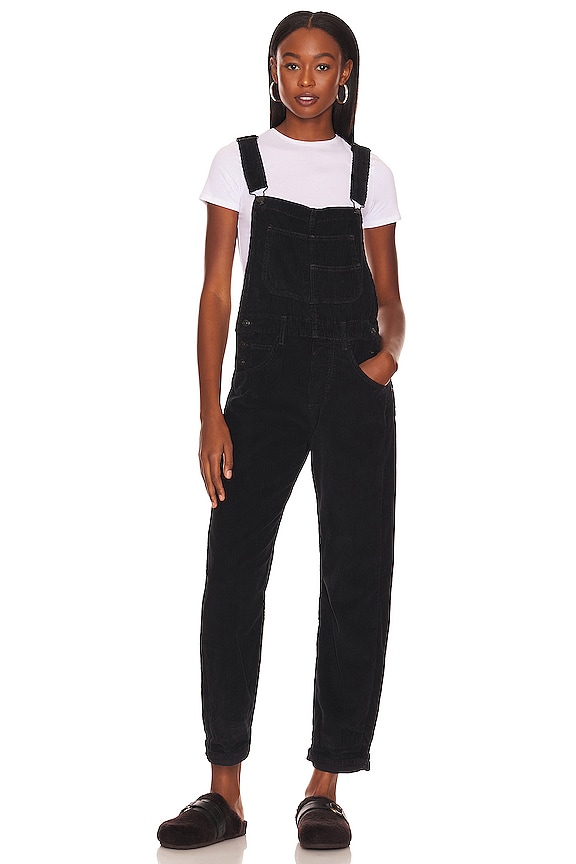 Free People Ziggy Cord Overall in Black | REVOLVE