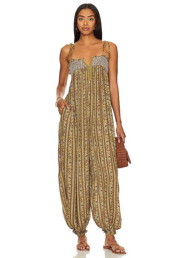 Free People X Intimately Fp Rule The World Jumpsuit In Fern Combo Revolve