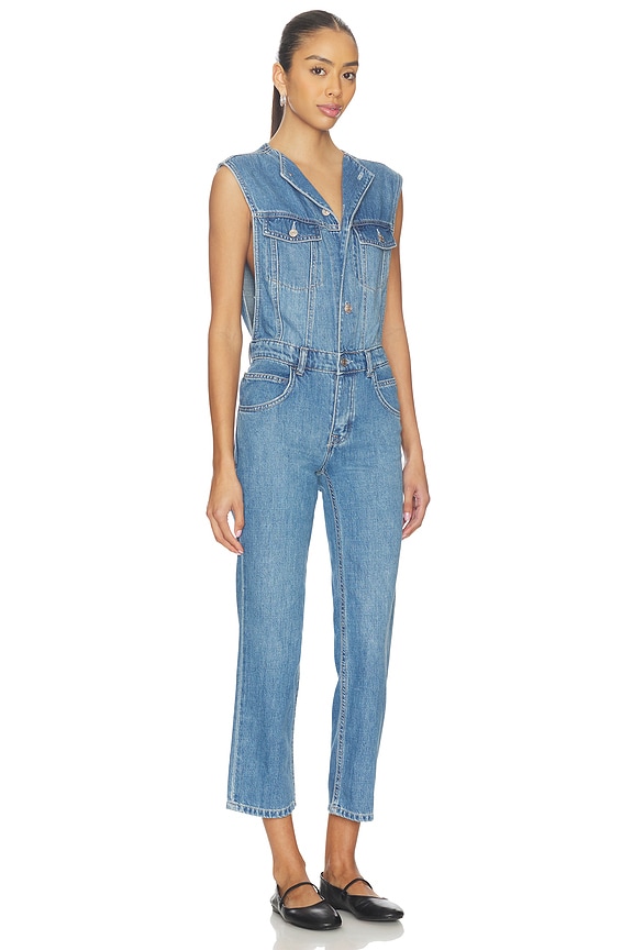 view 2 of 3 x We The Free All You Need Denim Coverall In Bea Blue in Bea Blue
