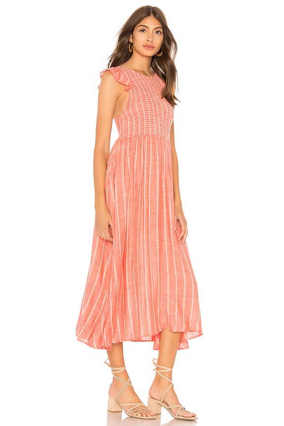 view 2 of 3 CHAMBRAY BUTTERFLIES 미디 원피스 in Red