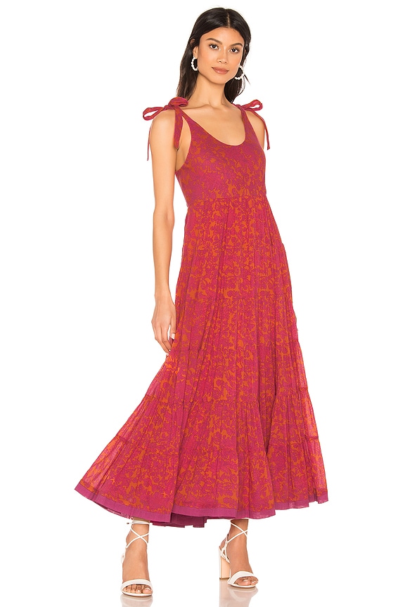 view 1 of 3 Kikas Printed Midi Dress in Tangerine