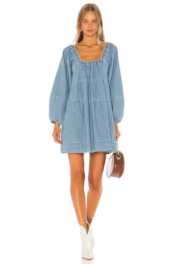 view 1 of 3 Blue Jean Babydoll Dress in Washed Denim